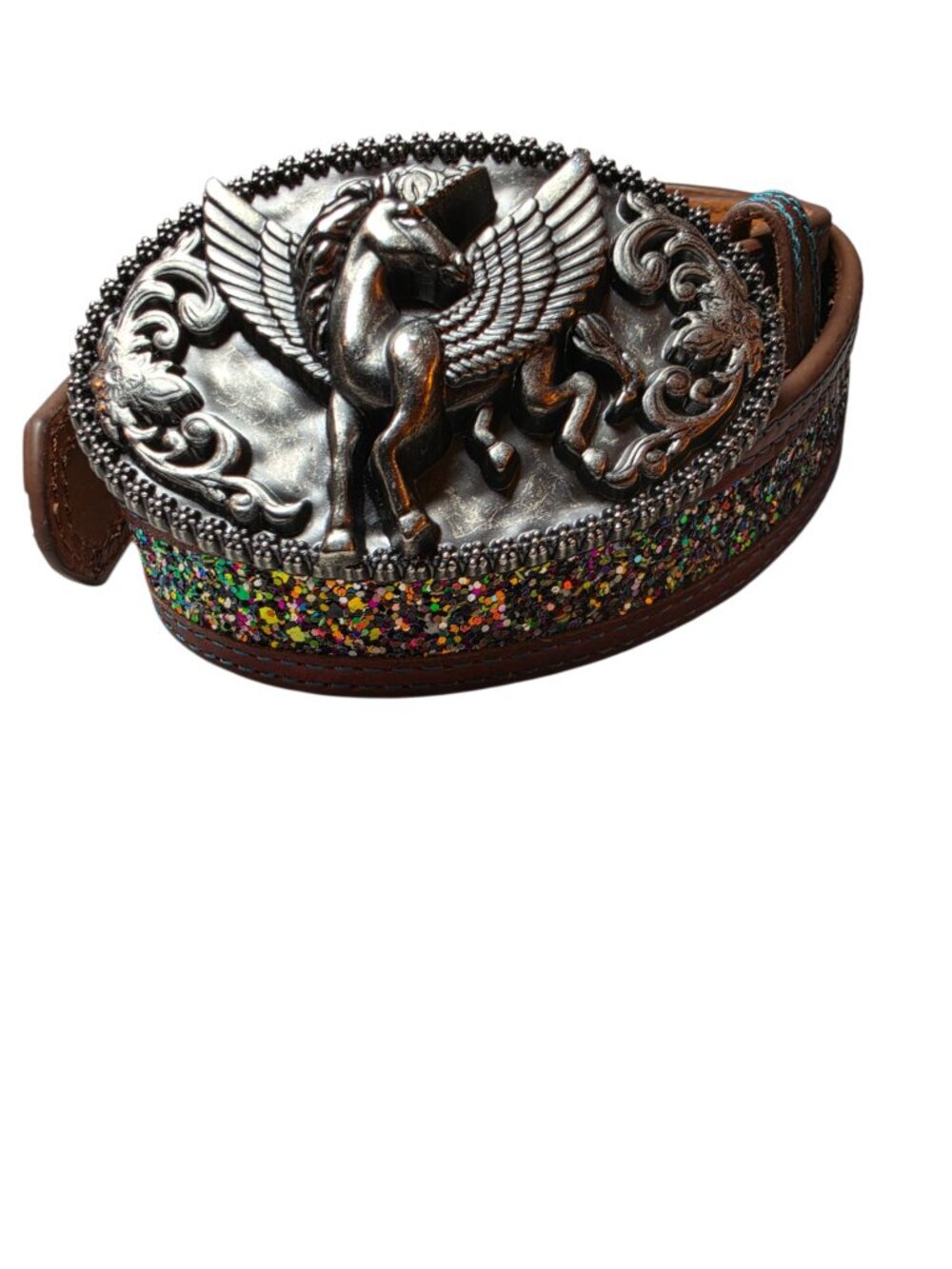 Shyanne Unicorn Magic Glitter Western Leather Belt Girls Sz 24 Women's Sz 00-2